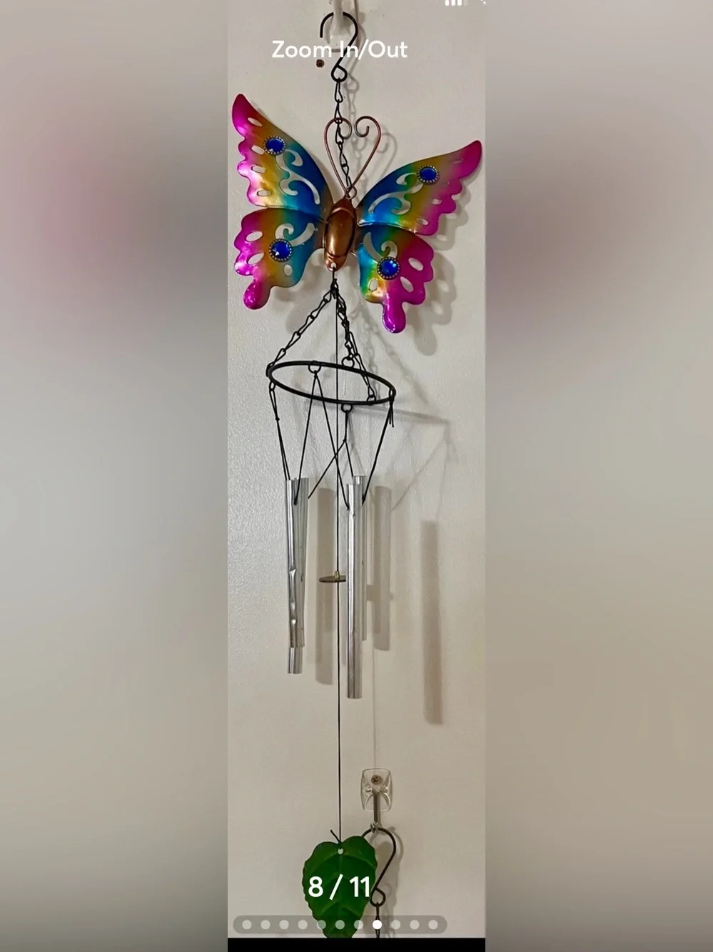 2 Windchimes Multicolor Metal Butterfly Wall - Decorative Home Accent